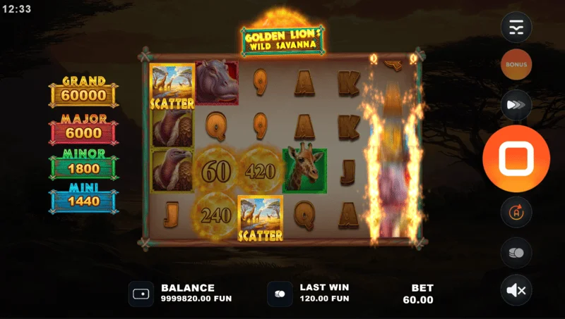 Golden Lion Wild Savanna - bonus wheel in the base game