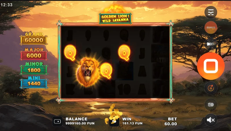Golden Lion Wild Savanna - base game win
