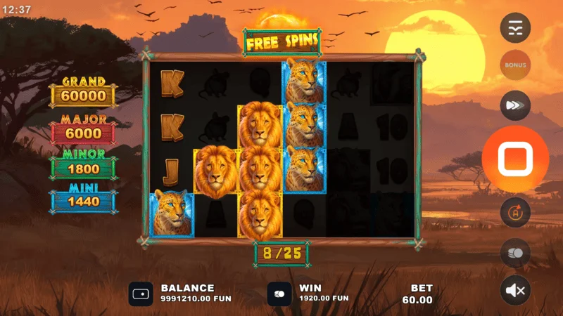 Golden Lion Wild Savanna - bonus game win