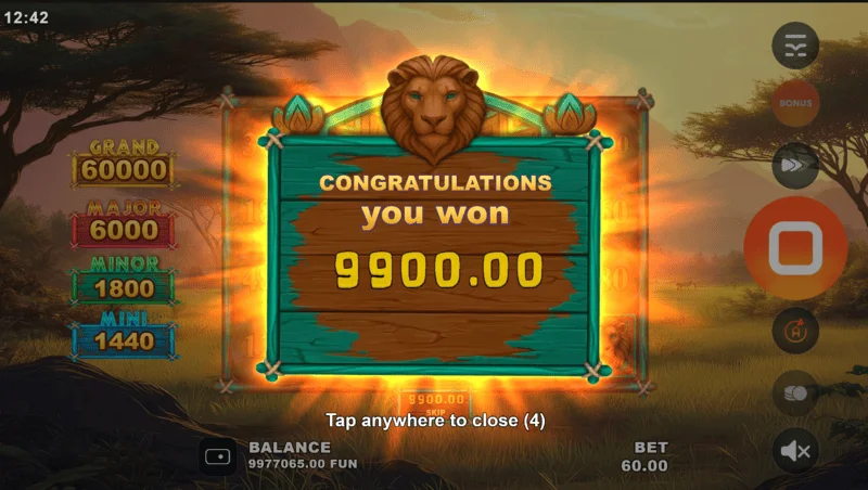 Golden Lion Wild Savanna - Hold and Ring total win