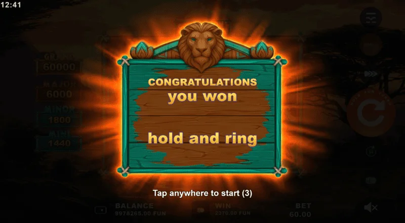 Golden Lion Wild Savanna - Hold and Ring mode